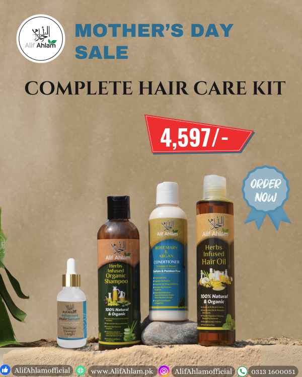 Mother's Day Sale !!!! Alif Ahlam Hair Care Kit Bundle (Oil + Shampoo + Conditioner + Serum)